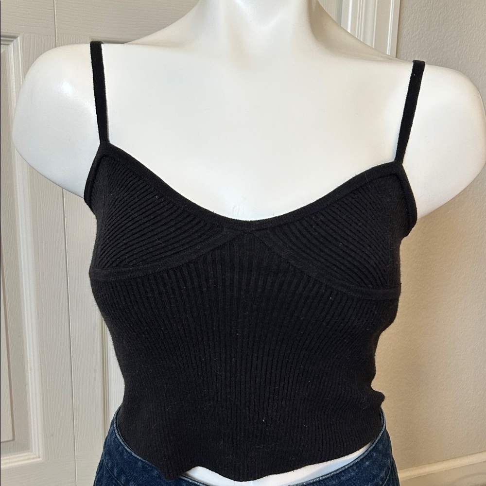 Madewell Black Ribbed Camisole Tank Top Size XXS